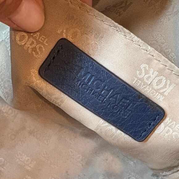 Michael Kors Navy Hudson Medallion Flap Satchel - Picture 14 of 16